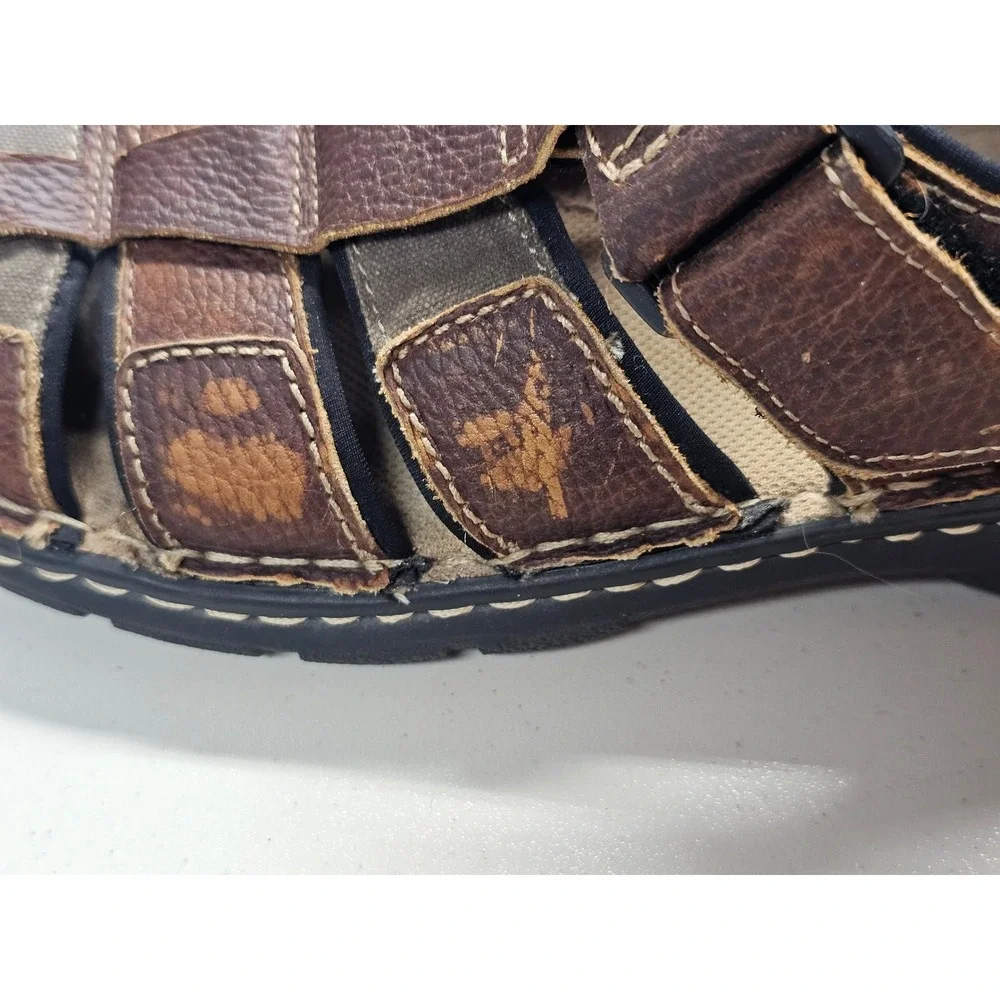 Dexter Mens Brown Leather Fisherman Sandals 10.5 Closed Toe Casual Shoes 59015